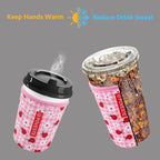 Reusable Neoprene Insulator Sleeve for Iced Coffee & Cold Soda, Coffee Sleeves for Iced & Hot Drinks, Cold Beverage Cooler Compatible with Starbucks, Dunkin (Daisy&Bee, Small: 16-18oz)