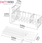 SWTYMIKI Sponge Holder for Kitchen Sink - Sink Caddy with Brush Holder Self-draining Sponge Caddy Organizer with Divider Stainless Steel Kitchen Accessories Storage for Countertop, White
