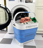 SAMMART 40L (10.5 Gallon) Collapsible Plastic Laundry Basket with Handles - Foldable Pop Up Storage Container/Organizer - Portable Laundry Hamper - Space Saving (2, Quartz Pink+Little Boy Blu)