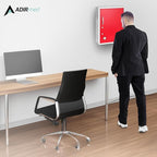 AdirMed Red Locking Medication Cabinet with Document Pocket, Metal Wall Mounted Medication Cabinet with Dual Lock and Dual Keys, 21" H x 16" W x 6" D