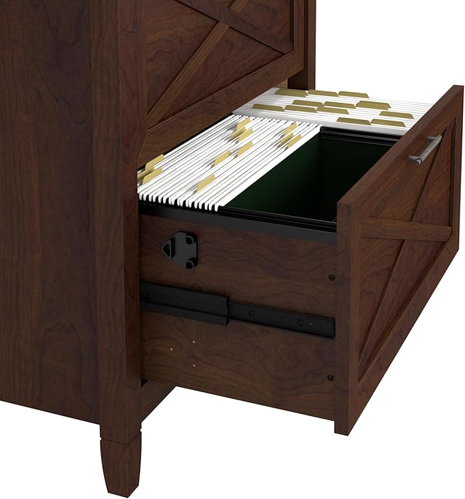 Bush Home Key West 2 Drawer Lateral File Cabinet in Bing Cherry, Document Storage for Home Office, Accent Chest with Drawers