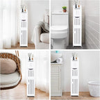 ShellKingdom Toilet Paper Holder Stand, Bathroom Storage Cabinet with Doors and Shelves, Slim Storage Cabinet for Bathroom Small Spaces Corner Shelf Organizer - White