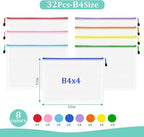 32pcs Mesh Zipper Pouch Bags, B4 Sizes, 8 Colors Zipper Pouches for Organizing, Board Game Storage, Travel, School Office organize