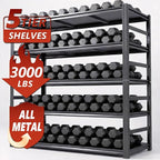 Metal Garage Shelving Unit, Heavy Duty Steel Storage Shelves, 3000 lbs Capacity, Adjustable 5-Tier Metal Shelf, Ideal for Garage, Warehouse, or Home Organization (with fence 47.24" W x 18" D x 78" H)