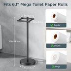 FORIOUS Toilet Paper Holder Wall Mount, Stainless Steel Rustproof Double Post Pivoting Tissue Roll Holder for Bathroom, Commercial Toilet Paper Dispenser Toilet Paper Stand, Matte Black