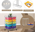 RELAX4LIFE Rolling Storage Cart with 10 Drawers - Craft Storage Cart with Lockable Wheels,Utility Cart, Art Cart Organizer for Crafting Storage, Studio, Office, School Rolling Drawer Cart (Rainbow)