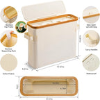 Toilet Paper Storage Basket with Lid, Bamboo Toilet Paper Storage Holder Stand Organizer for Bathroom, Toilet Paper Storage Box Container with Handle Bin for RV Closet, Beige