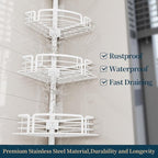 Consumest Shower Caddy Tension Pole - Adjustable Corner Shower Organizer with Soap Holder, Bath Shelves for Bathroom Storage, 27.6-108.3 inch, White