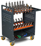 Grey Classic 40 Taper CNC Tool Holder Transfer Cart, 35 Capacity CAT/BT40 Service Carts with Wheels Heavy Duty, Multi-Function Workshop CNC Tool Trolley