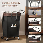 160L Laundry Hamper with Wheels and Handle, 2-Section Rolling Hamper for Laundry, Large Laundry Basket with Wheels, Rolling Laundry Basket Clothes Hamper for Home, Bathroom and Dorm(Black)