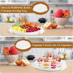 Cake Carrier with Lid and Handle, BPA-Free Cake Containers Cake Stand for 10 inch Cake with 2 Handles Cupcake Carrier - Plastic Cover Two Sided Base for Transport Pie Nuts Fruit Perfect Gifts