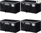 StorageRight Heavy Duty Moving Boxes-Moving Bags with Zipper, Reinforced Handles and Tag Pocket-Collapsible Moving Supplies-Totes for Storage Great for moving, Storage and Travel 93L(Black-4 Pack)