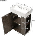 21.6" Small Fluted Bathroom Vanity with Sink,Soft Closing Doors and Storage Shelves,Natural Wood Single Bathroom Sink Cabinet Combo Freestanding,Dark Grey
