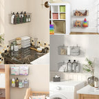 2 Sets Extra Large Hanging Wall Basket, Grey Metal Wire Baskets with Steel Hooks for Organizing, WallmountedFruit Vegetable Toy Snack Storage, Home Kitchen Bathroom Laundry Pantry Organizer