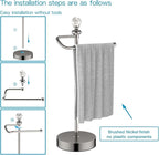 Hand Towel Holder for Bathroom, Hand Towel Rack Stand with Heavy Weighted Base, Crystal Ball Countertop Towel Rack Stand for Bathroom Kitchen (Brushed Nickel, 2 Pack)