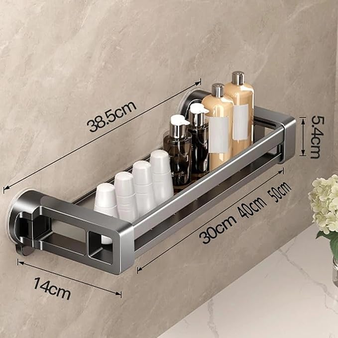 Concealed Suction Cup Shelf, No Drilling, Heavy Duty Wall-Mounted Organizer for Bathroom and Kitchen Storage(40cm)