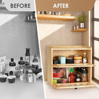 Sunhoo Bread Box for Kitchen Countertop Wooden Bread Storage Container Bin 2 Layer Breadbox Holder Large Capacity Keeper Vintage Farmhouse Food Organizer Pantry Shelf Acrylic Window（Wood color）