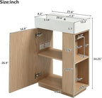 21.6" Small Fluted Bathroom Vanity with Sink,Soft Closing Doors and Storage Shelves,Natural Wood Single Bathroom Sink Cabinet Combo Freestanding, Natural Wood