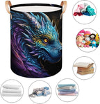 TropicalLife Collapsible Laundry Basket Cool Dragon Large Laundry Hamper Waterproof Storage Bins with Leather Handles Clothes Nursery Hampers for Bathroom Bedroom Toy Organizer