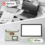 BALEINE File Organizer Box with Lid, Collapsible File Folder Organizer with Plastic Slide, Hanging File Folder Box for Office Document Storage (2 Pack, Antique Foliage)