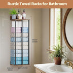 Towel Racks for Bathroom Wall Mounted, Upgraded Bathroom Towel Holder Bath Storage Rack for Rolled Towel, Small Towels, Folded Towels, Rustic Organizer Rack with Shelf, 34Inch