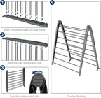 Whitmor Spacemaker Folding Drying Rack, Indoor Clothes Organizer with Patent-Pending Design, Space Saving, 6" L x 26" W x 51.5" H, Grey