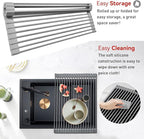 MERRYBOX Roll Up Dish Drying Rack, Over The Sink Dish Rack Foldable, Heat-Resistant, Anti-Slip Silicone Coated Dish Drainer for Kitchen Counter, Large & Multipurpose Sink Drying Rack, 20.5" x 13.1"