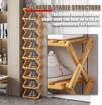 The 9-Tier No-Assembly Bamboo Rack, Foldable Space-Saving Organizer for Shoes, No Assembly Narrow Shoe Shelf for Entryway Closet Dorm (Yellow, 7)