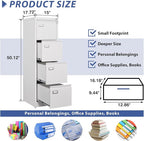 4 Drawer File Cabinet, Filing Cabinets for Home Office, Metal Vertical File Storage Cabinet with Lock, Locking File Cabinet for A4 Legal/Letter, 15" W x 17.7" D x 50.1" H, Assembly Required