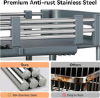 Stainless Steel Dish Drying Rack - Dish Drainer for Kitchen Counter, Extendable Drainboard with Foldable, Space-Saving Cup & Bowl Organizer, Includes Knife and Utensil Holder, Matte-Green