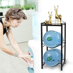 5 Gallon Water Jug Holder with Top Storage Shelve, 3 Tier Detachable Water Bottle Holder Water Cooler Jug Storage Rack, Heavy Duty Water Jug Stand Organizer for Kitchen Home Office, Black