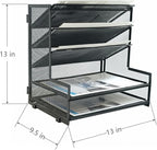 SETTFRFE Office Supplies Desk Organizer,Metal Desktop File Holder Organizer with 5 Tier Paper Tray,Black