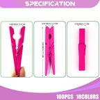 100 Pack Wooden Clothespins for Crafts, Colored Clothes Pins for Hanging Pictures Clothing Classroom, 2.9 Inch Hot Pink