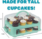 EXTRA TALL Cupcake Carrier 24 Count, 24 Cupcake Holder with Lid -Spacious 3.5” Tall Tiers Accommodate 24 Tall Frosted Cupcakes, Won't Smush! Cupcakes Containers Muffin Storage Container/ Muffin Holder