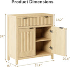 FLOWBACK 64'' Fluted Buffet Cabinet with Storage，Large 62''W Sideboard Cabinet Modern Credenza with Fluted Doors & Shelves Farmhouse Coffee Bar Media Console Accent Cabinets for Living Room, Entryway