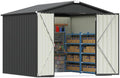 Patiowell 8x8 FT Outdoor Storage Shed, Metal Tool Sheds, Black