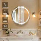 20inch Round Medicine Cabinet with Lights,Led Medicine Cabinet with Defogger,Illuminated Mirror Cabinet for Bathroom,Dimmable,Anti-Fog,3 Colors,Surface Mount Only,White