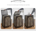 Laundry Hamper with Lid,Bamboo Large Waterproof Clothes Laundry Basket,Removable Washing Bags with Handles,clothes basket (Brown)