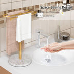 Countertop Towel Stand Free Standing with Marble Base, S-Shape Hand Towel Stand for Bathroom Stainless Steel Rust-Proof, Hand Towel Holder Standing for Kitchen Vanity Countertop (Gold)