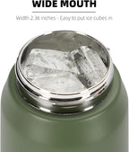 Fanhaw 24 oz Insulated Stainless Steel Water Bottle with Anti-Dust Chug Lid, Leakproof Vacuum Metal Bottle for Kids, Women & Men (Olive Green)