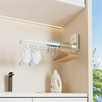 1 Pack Wall Mounted Suction Cup Clothes Drying Rack with 10 Clips, Portable & Collapsible Sock Hanger for Drying Socks, Bras, Underwear, Baby Clothes, Towels