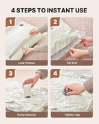 Vacuum Seal Bags for Clothing Travel with Rechargeable Cordless Pump, VINTAR 24 Pack Space Saver Vacuum Storage Bags, Travel Vacuum Compression Bags Set for Luggage Clothes Bedding Blanket