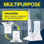 BeraTek Power Perch Wall Outlet Shelf with Cord Storage Strap - Declutter & Reclaim Bathroom Counter Space - Echo Dot Stand, Homepod Mini Wall Mount, Smart Home Devices Organizer - White, 4-Pack