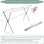 Clothes Drying Rack Folding Indoor Outdoor, Foldable Portable Laundry Drying Rack, Heavy Duty Laundry Hanger Dryer Rack with 20 Hooks (79.55'')