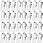 Clothes Pins for Hanging Clothes, 32 Pack White Stainless Steel Clothespins for Laundry, Heavy Duty Clothing Pins for Clothes Line, Metal Clips for Clothes, Socks, Towel, Snack, Photo