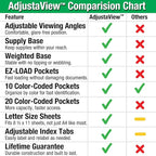 Ultimate Office AdjustaView 10-Pocket Desk Reference Organizer with Supplies Storage Base and EZ-Load Pockets to Hold 20 Sheets of Paper, Includes Fast Find Indexing Tabs (Colored Pockets)