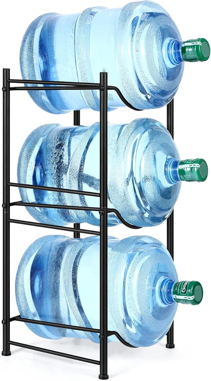 MOOACE 3-Tier Water Jug Rack, 5 Gallon Detachable Water Bottle Holder Organizer Storage Rack, Black