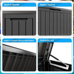 90 Gallon Waterproof Outdoor Storage Box,Resin Deck Box,Lockable Outside Storage Box Container for Patio Furniure,Garden,Tools (90 Gallon,Black)