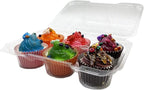 Clear Cupcake Containers,12pc Plastic Disposable High Dome Cupcake Boxes 6 Compartment Cupcake Holders Cupcake Containers Half Dozen Cupcake Trays ReliableCup Cake Muffin Packaging Transporter
