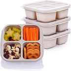 4 Pack Snack Containers, 4 Compartments Snackle Box Container, Meal Prep Reusable Lunchable Container for Adults, Microwave Dishwasher Safe, Food Storage Containers for Work Travel